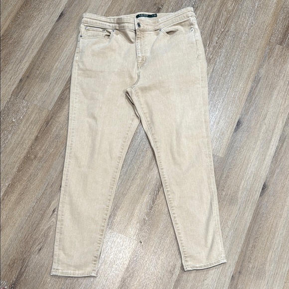 Lauren Ralph Lauren Size 14 Tan Skinny Ankle Jeans High Rise - Picture 3 of 9